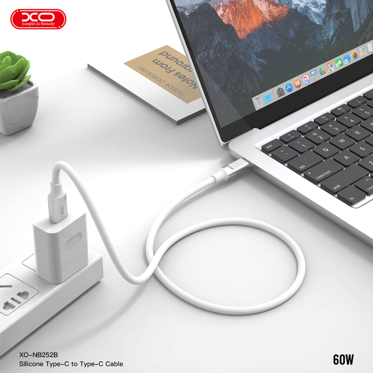 Кабель XO Liquid Silicone Type-C to Type-C 60W 1м чорний (XO-NB-Q252B-Black) дивитися фото №4