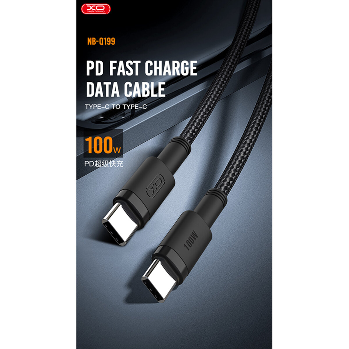 Кабель XO Type-C to Type-C 100W 1,5м чорний (XO-NB-Q199) дивитися фото №3
