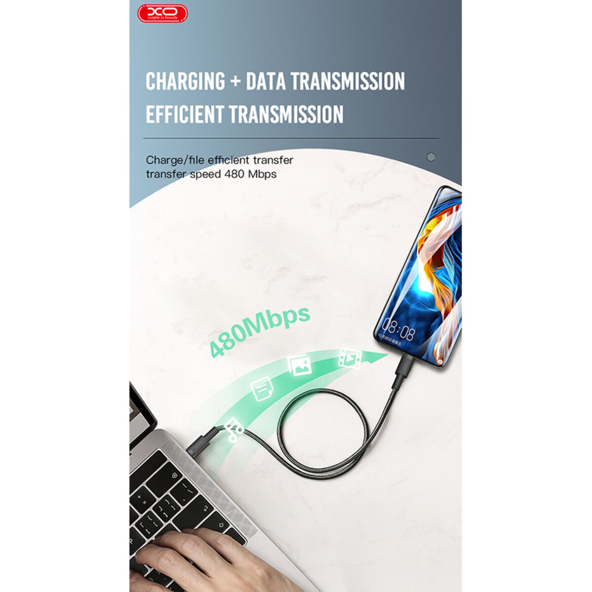 Кабель XO Type-C to Type-C 100W 1,5м чорний (XO-NB-Q199) дивитися фото №4