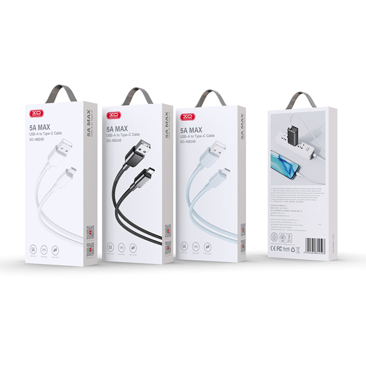 Кабель XO PVC Shiny Colorful USB to Micro USB 5А 1м чорний (XO-NB249B-Black) дивитися фото №2