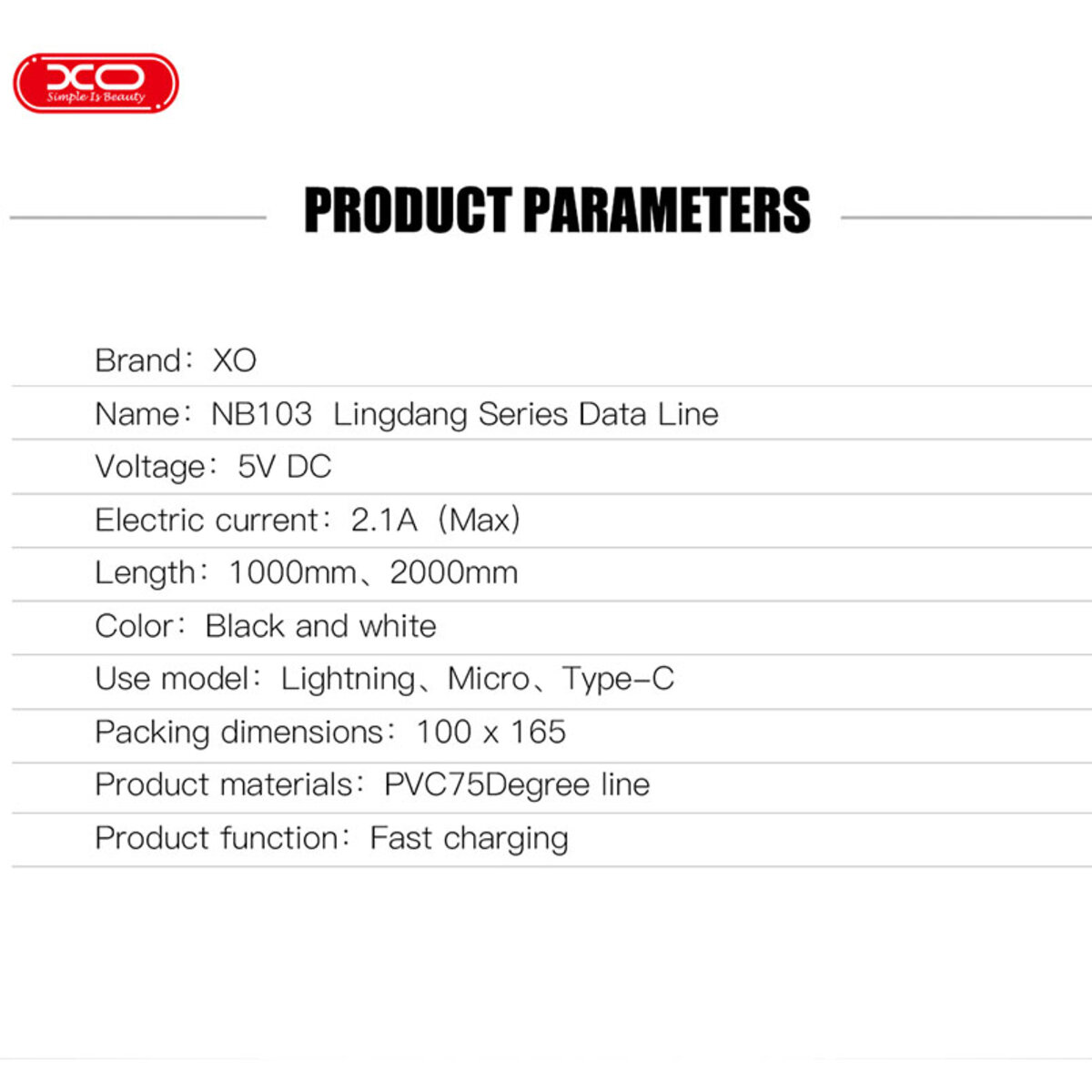 Кабель XO USB to Micro USB 2,1А 1м чорний (XO-NB103M-Black) дивитися фото №7