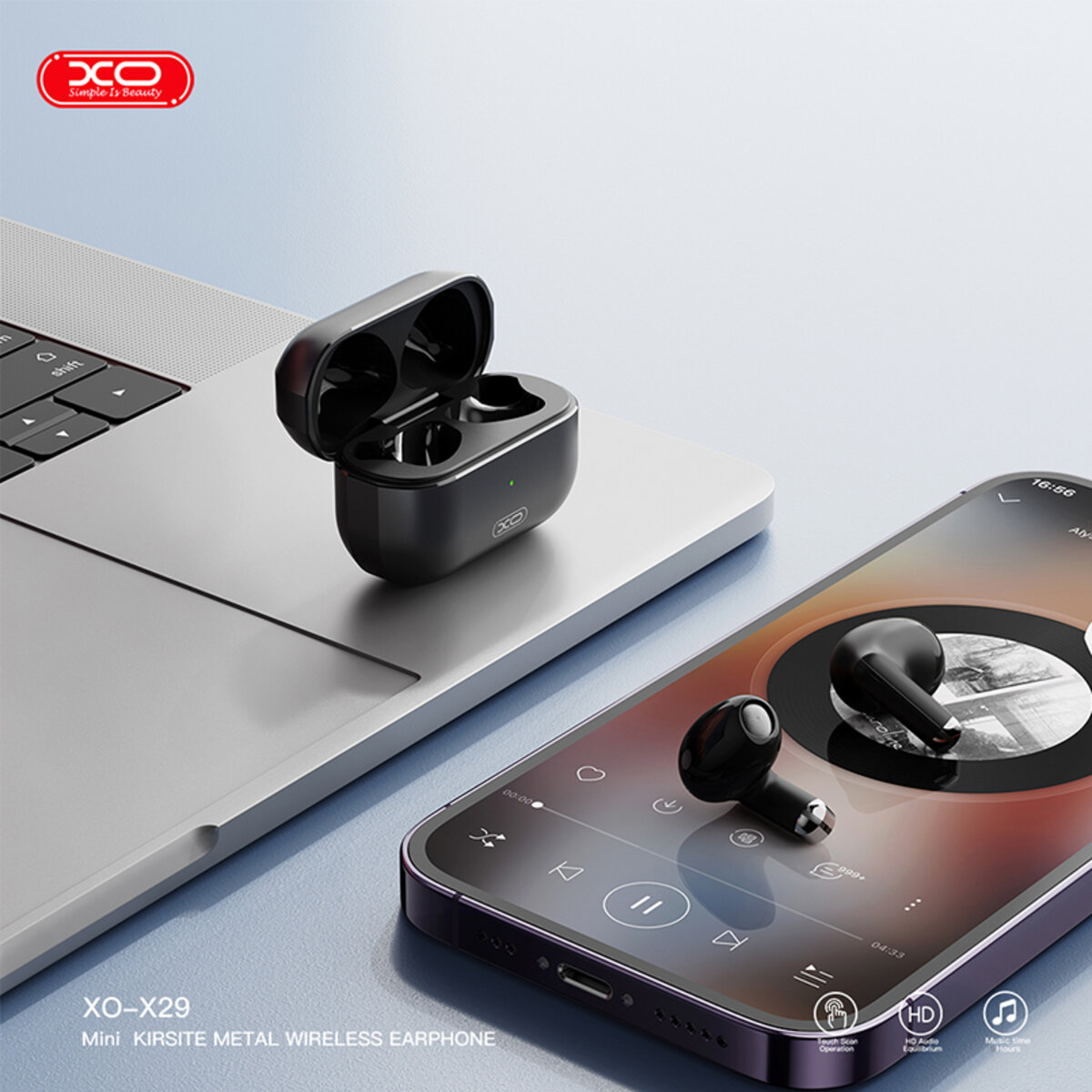 Бездротові навушники XO TWS X29 Meteorite Zinc Alloy сірі (XO-X29) дивитися фото №5