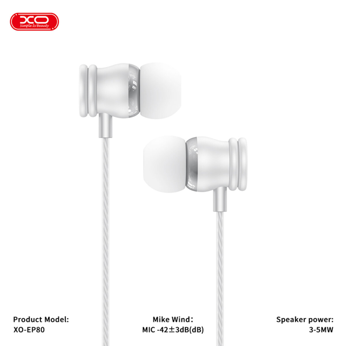 Навушники дротові XO EP80 In ear Type-C білі (XO-EP80) дивитися фото №3