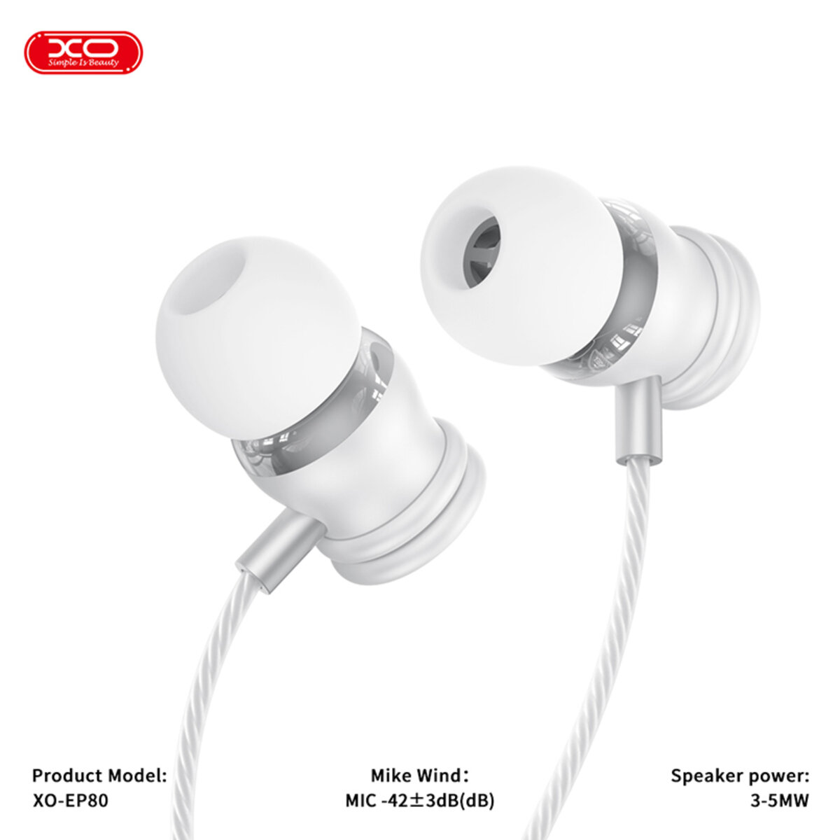 Навушники дротові XO EP80 In ear Type-C білі (XO-EP80) дивитися фото №4