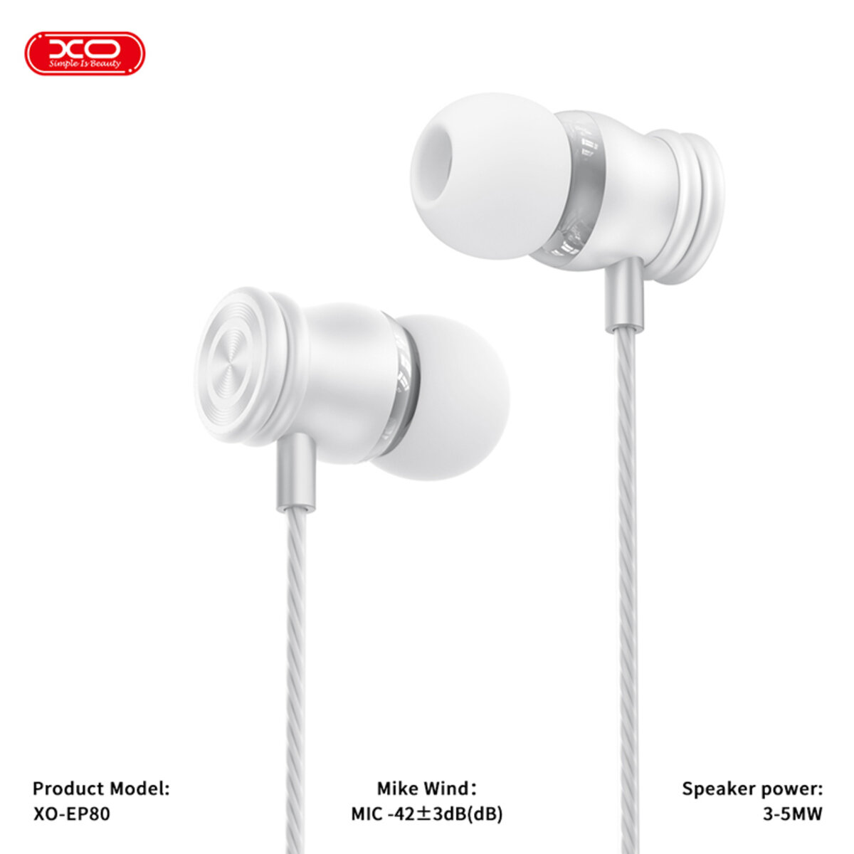 Навушники дротові XO EP80 In ear Type-C білі (XO-EP80) дивитися фото №5