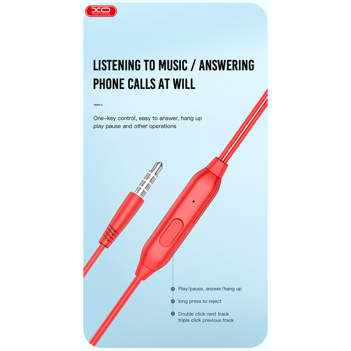 Навушники дротові XO EP57 Crown In-Ear чорні (XO-EP57-Black) дивитися фото №6