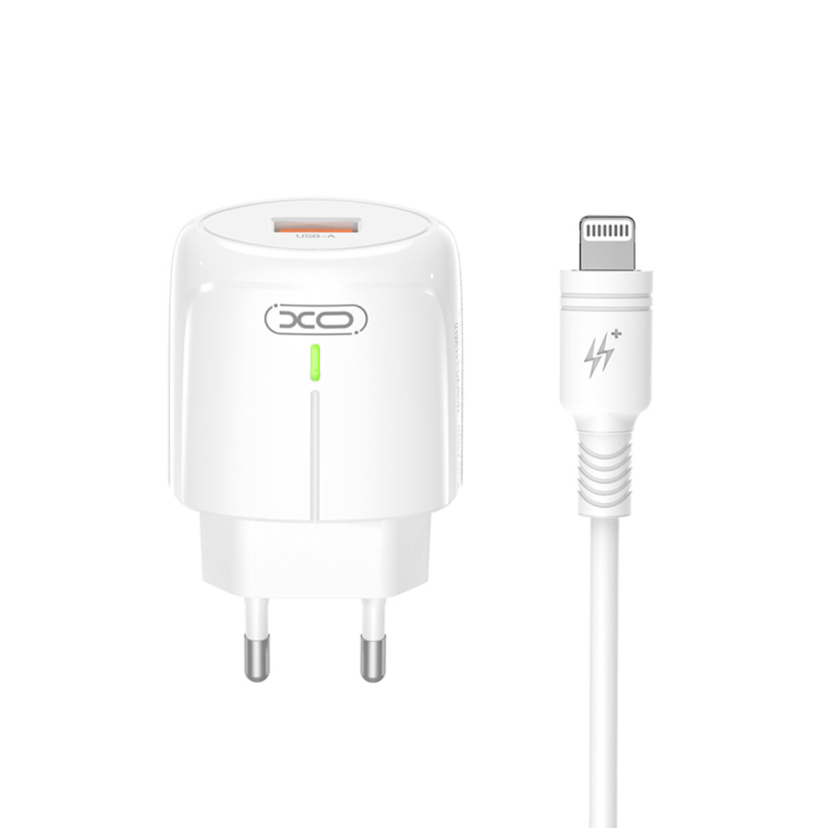 Мережевий зарядний пристрій XO L112 QC18W + Lightning кабель білий (XO-L112+L) дивитися фото №1