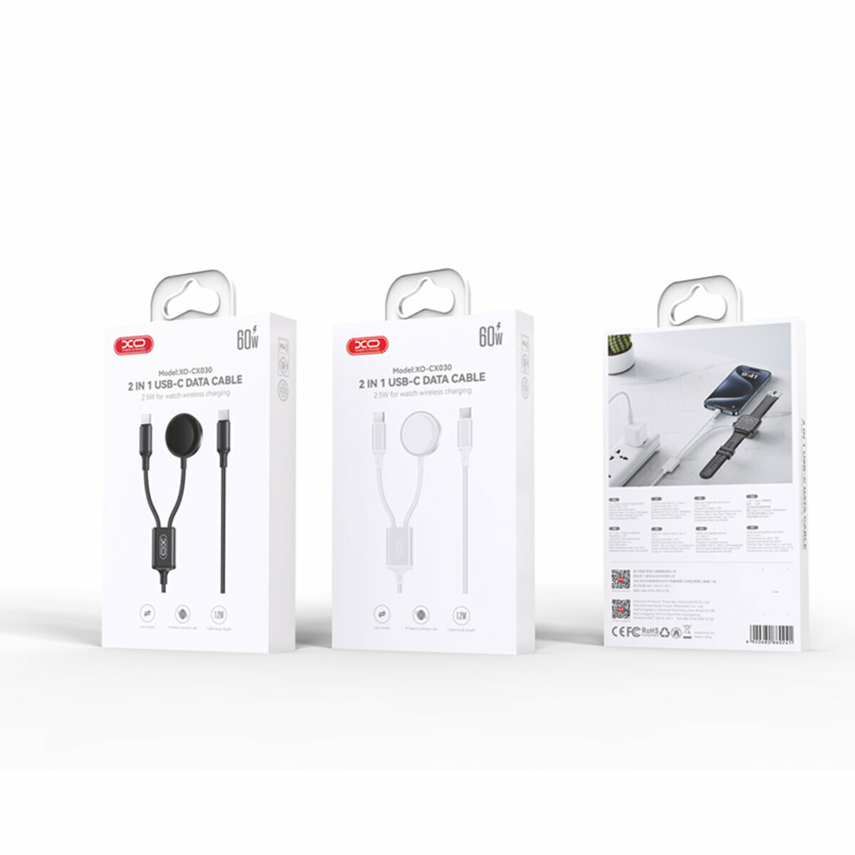 Бездротовий зарядний пристрій XO CX030 2в1 Type-c + Watch Charger білий (XO-CX030) дивитися фото №3