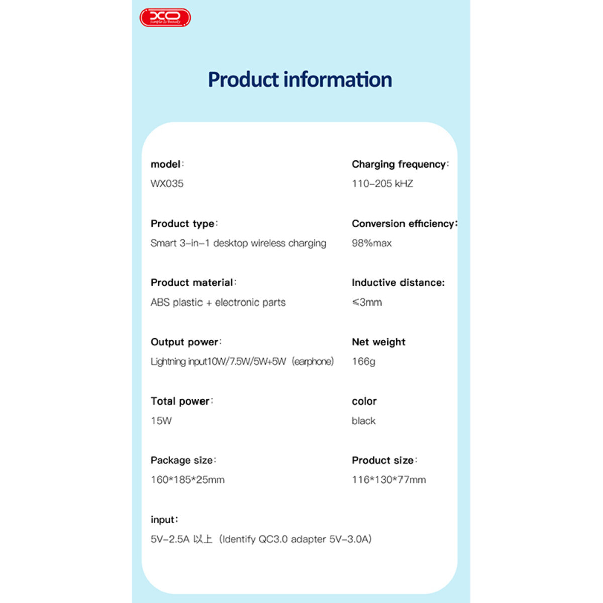 Бездротовий зарядний пристрій XO WX035 3в1 Watch Charger + Lightning + TWS (XO-WX035) дивитися фото №3