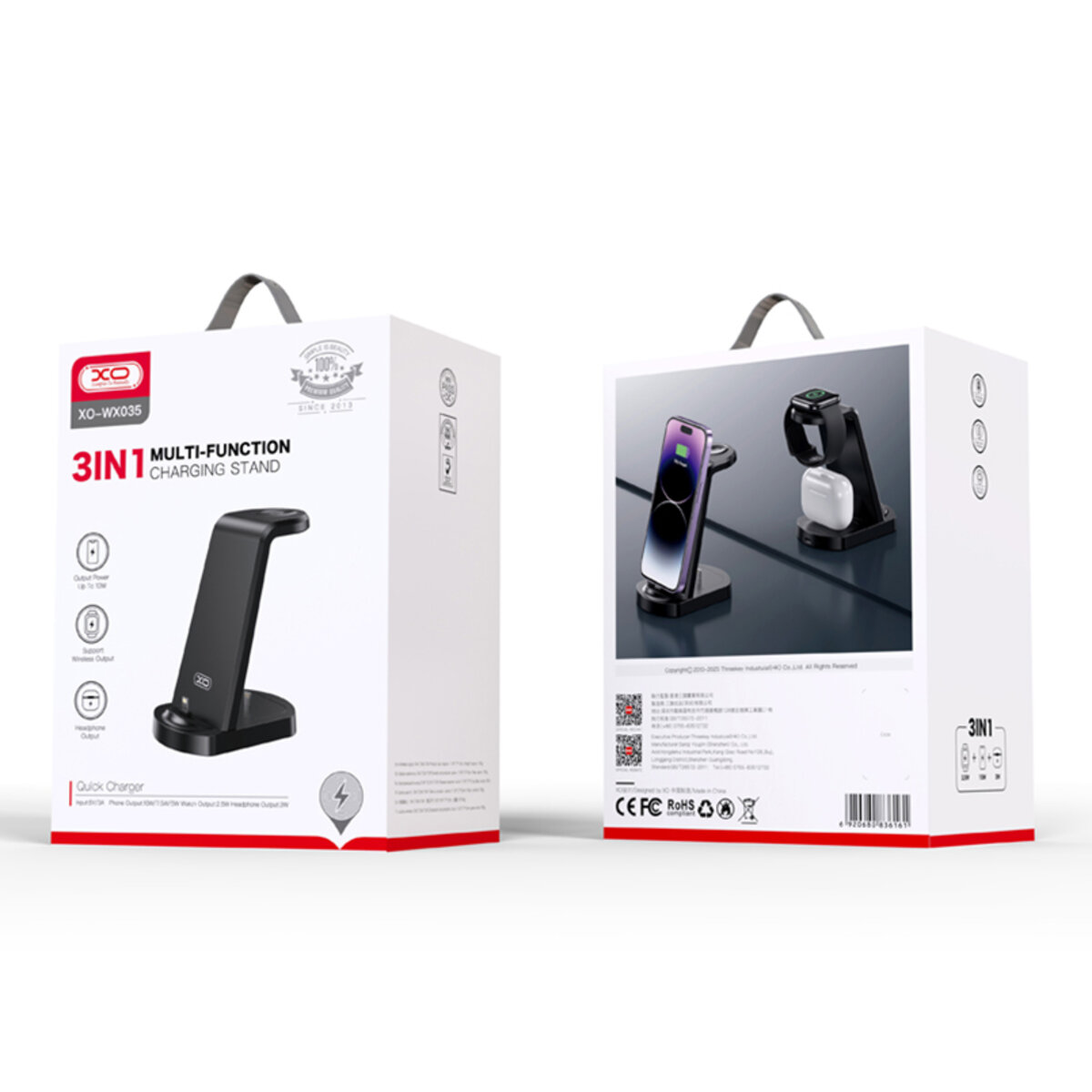 Бездротовий зарядний пристрій XO WX035 3в1 Watch Charger + Lightning + TWS (XO-WX035) дивитися фото №2