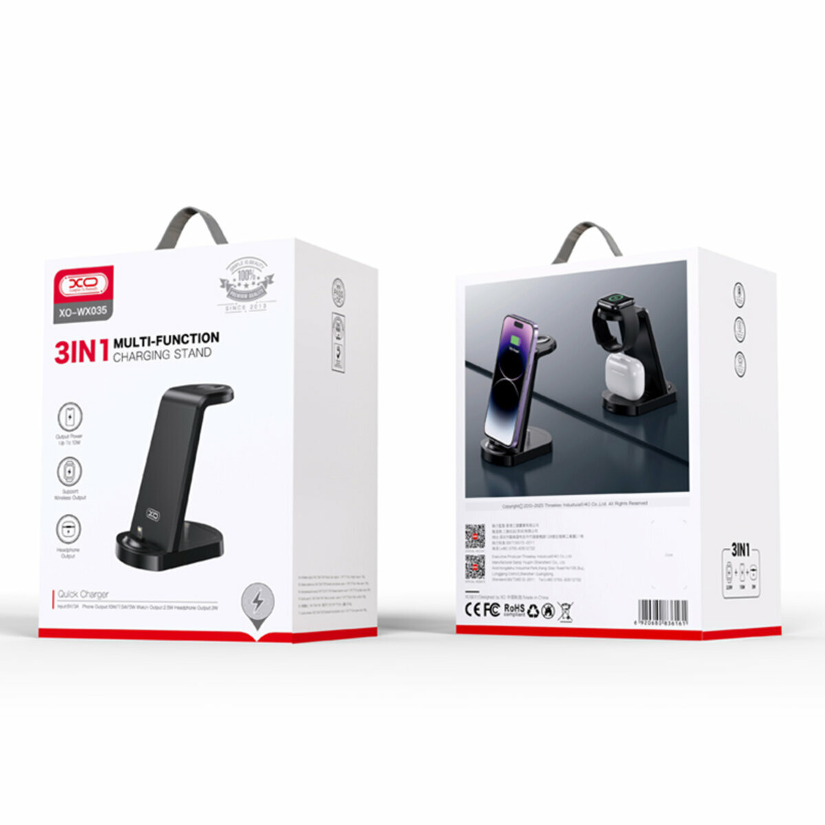 Бездротовий зарядний пристрій XO WX035 3в1 Watch Charger + Lightning + TWS (XO-WX035) дивитися фото №2
