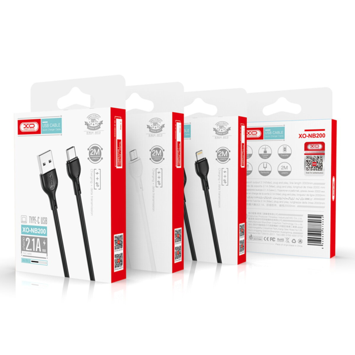 Кабель XO USB to Lightning 2,1А 2м чорний (XO-NB200A-Black) дивитися фото №6