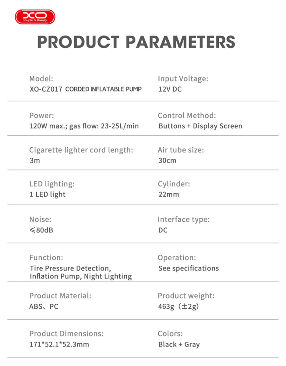 Компресор автомобільний XO 120Вт 25л/хв портативний (XO-CZ017) дивитися фото №7