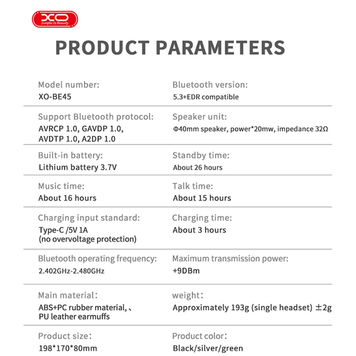 Бездротові навушники XO BE45 Beiguo срібні (XO-BE45-Silver) дивитися фото №6