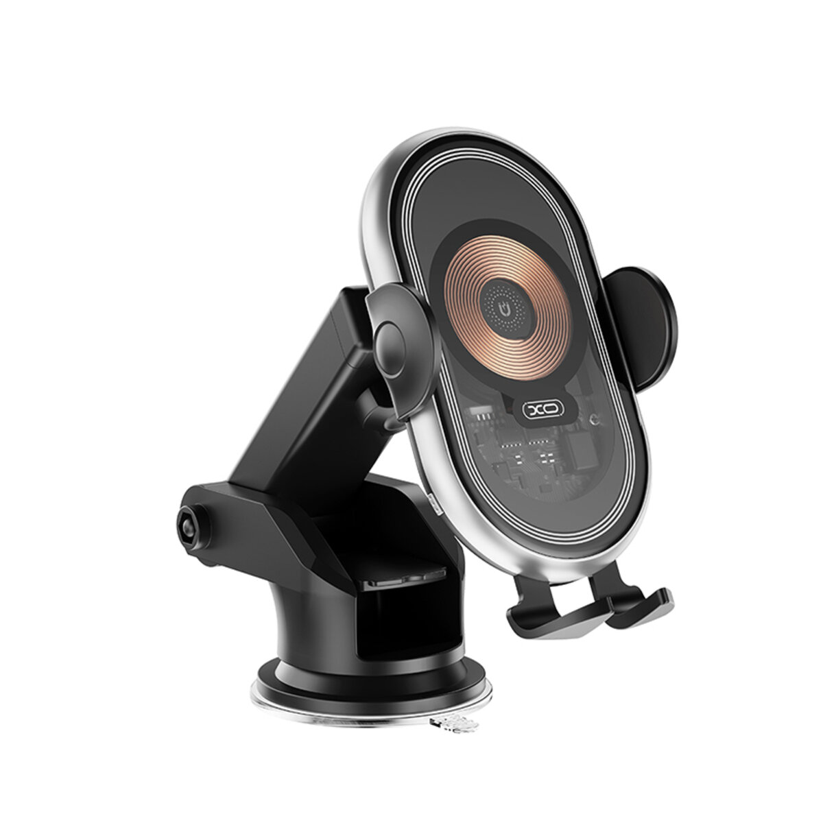 Держатель телефона автомобильный XO с беспроводной зарядкой WX038 15W Transparent Car Wireless Charging черный (XO-WX038) смотреть фото №1