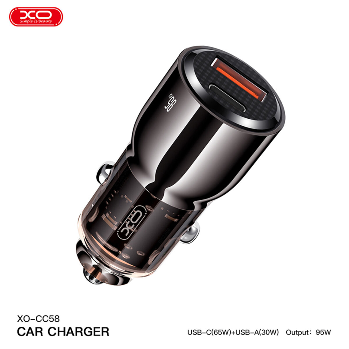 Автомобільний зарядний пристрій XO CC58 95W коричневий (XO-CC58) дивитися фото №2