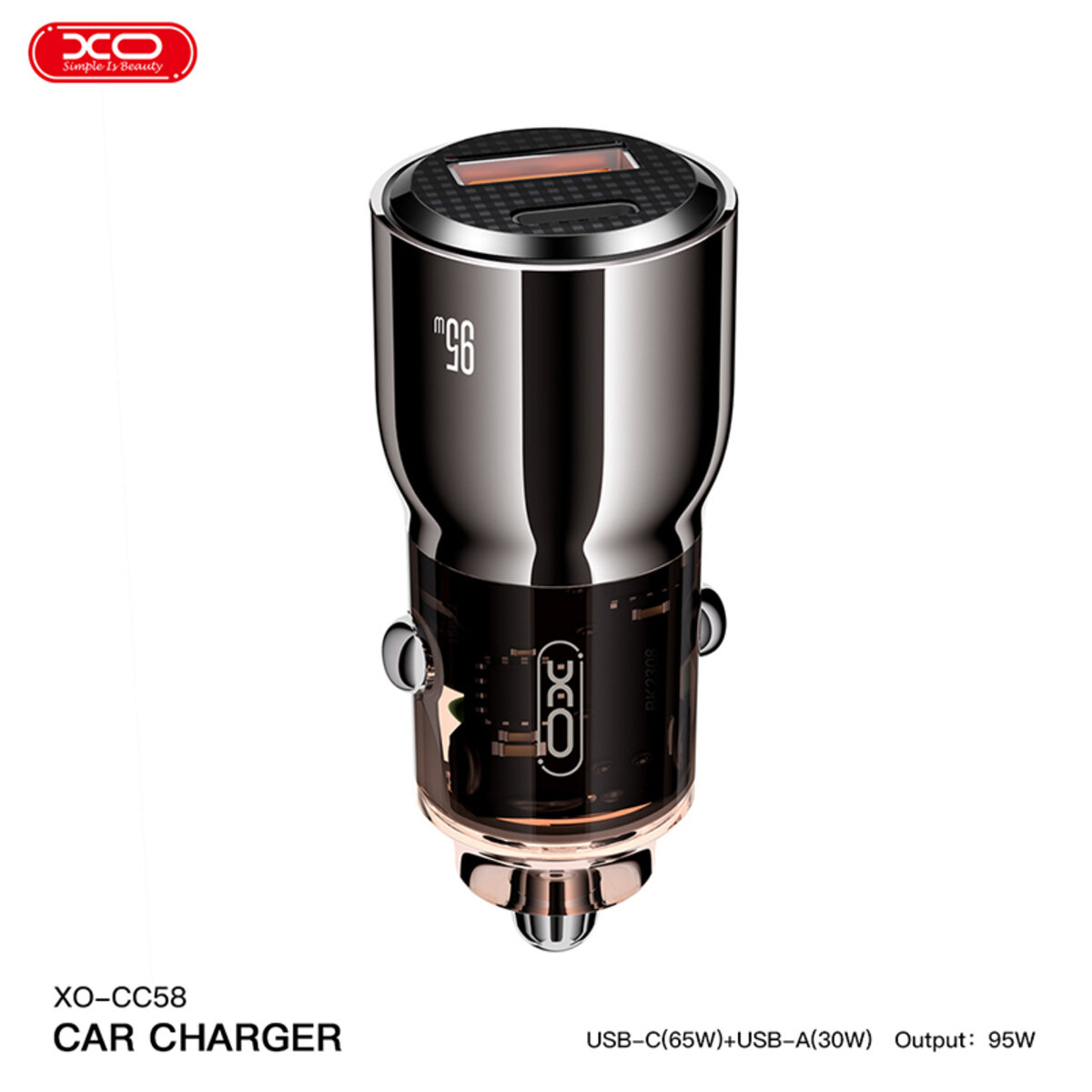 Автомобільний зарядний пристрій XO CC58 95W коричневий (XO-CC58) дивитися фото №4