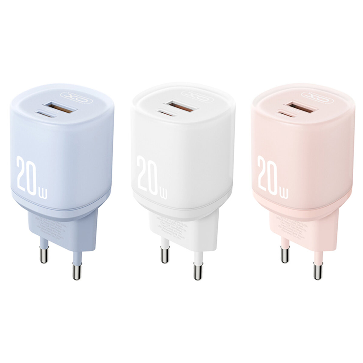 Мережевий зарядний пристрій XO L144 PD20W 1USB-A+1USB-C + Type C кабель білий (XO-L144+C-White) дивитися фото №4