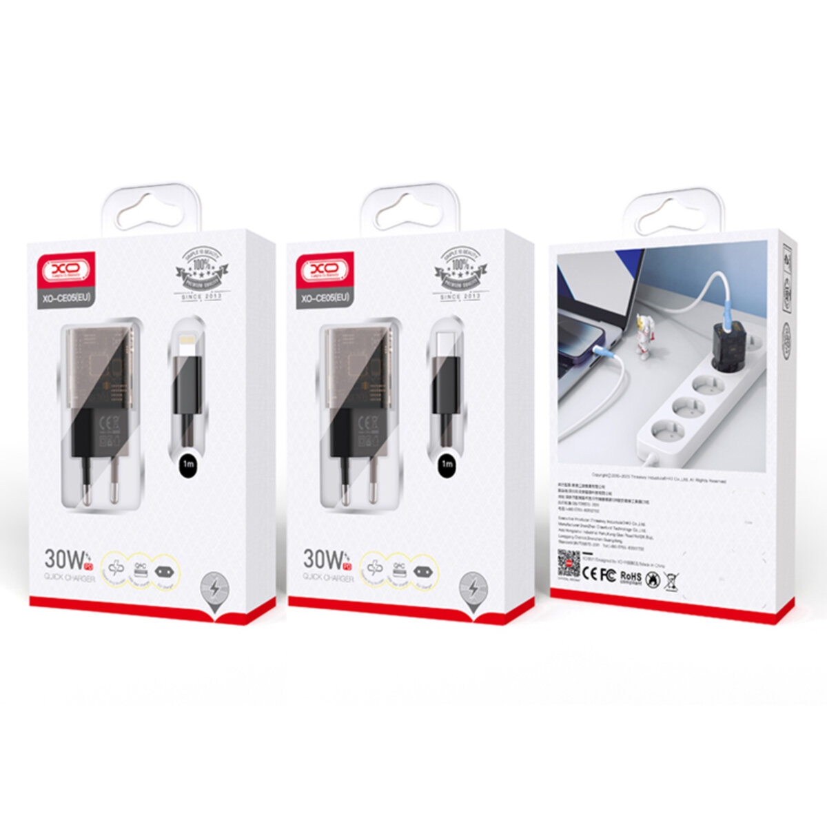 Мережевий зарядний пристрій XO CE05 Gan PD30W+QC3.0 18W + Type-c кабель коричневий (XO-CE05+C) дивитися фото №7