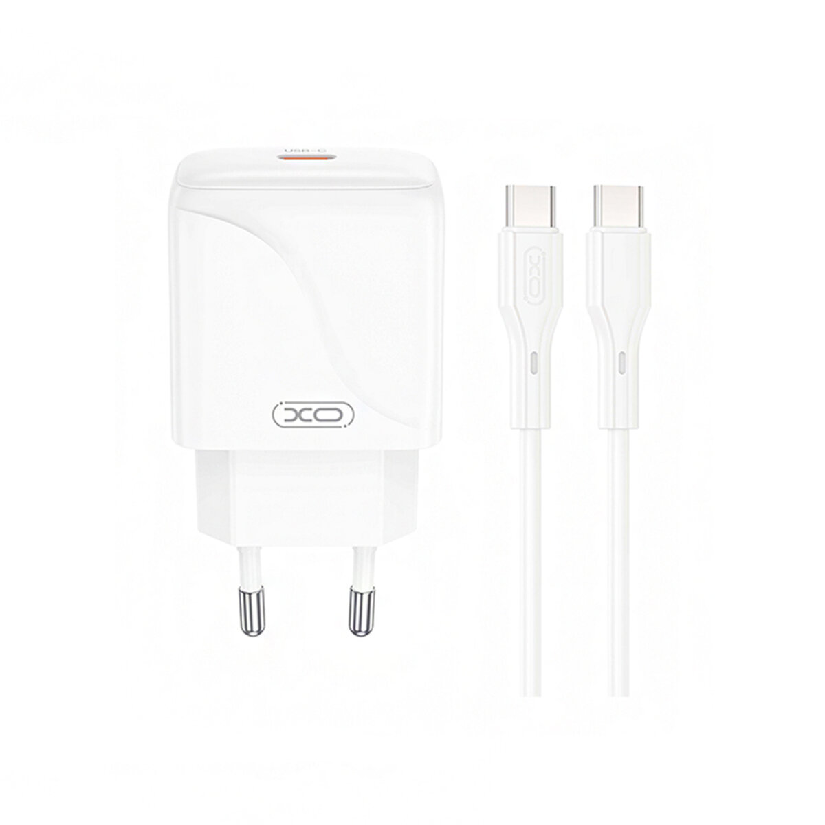Мережевий зарядний пристрій XO L141 Single USB-C 20W + Type-C кабель білий (XO-L141+C) дивитися фото №1