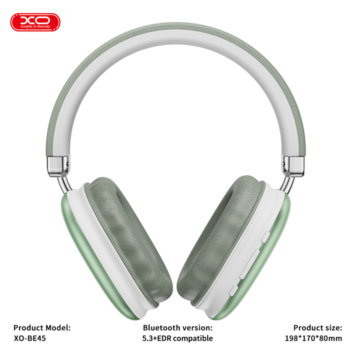 Бездротові навушники XO BE45 Beiguo зелені (XO-BE45-Green) дивитися фото №3