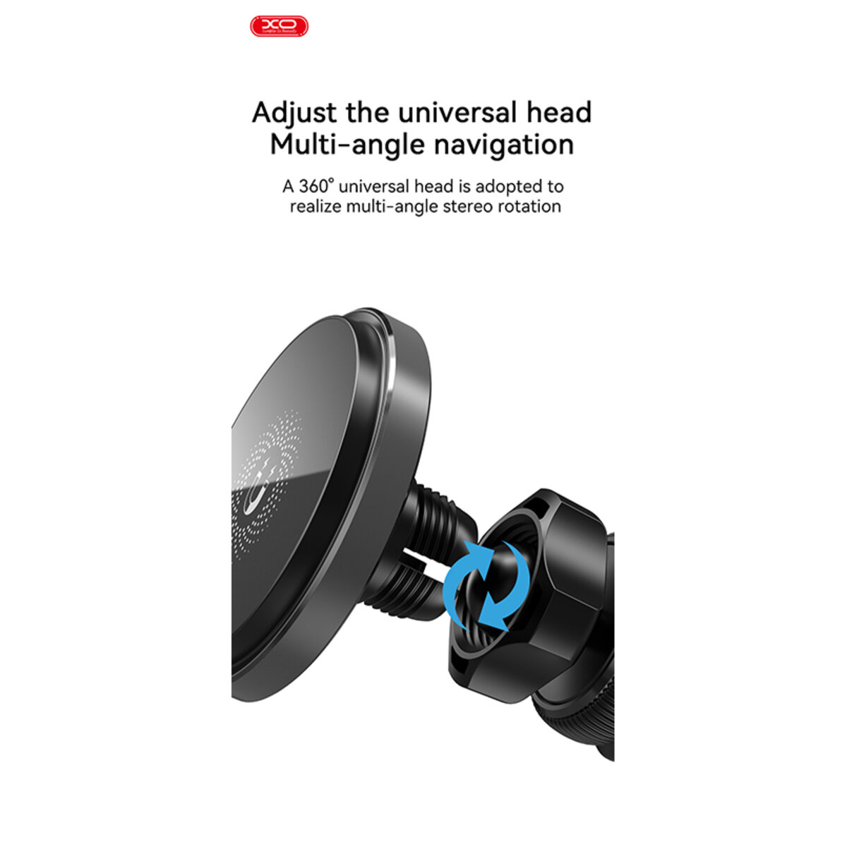 Держатель телефона автомобильный XO с беспроводной зарядкой CX015 15W Magnetic Car Air Outlet Wireless черный (XO-CX015) смотреть фото №5