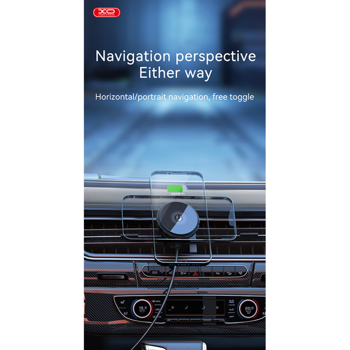 Держатель телефона автомобильный XO с беспроводной зарядкой CX015 15W Magnetic Car Air Outlet Wireless черный (XO-CX015) смотреть фото №7