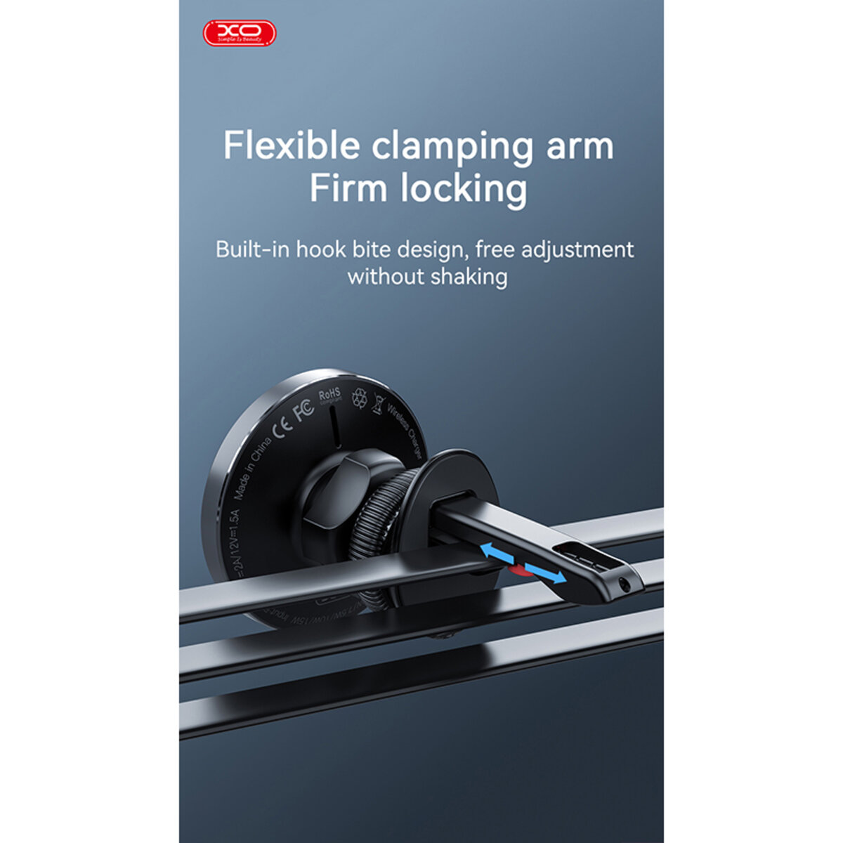 Держатель телефона автомобильный XO с беспроводной зарядкой CX015 15W Magnetic Car Air Outlet Wireless черный (XO-CX015) смотреть фото №6