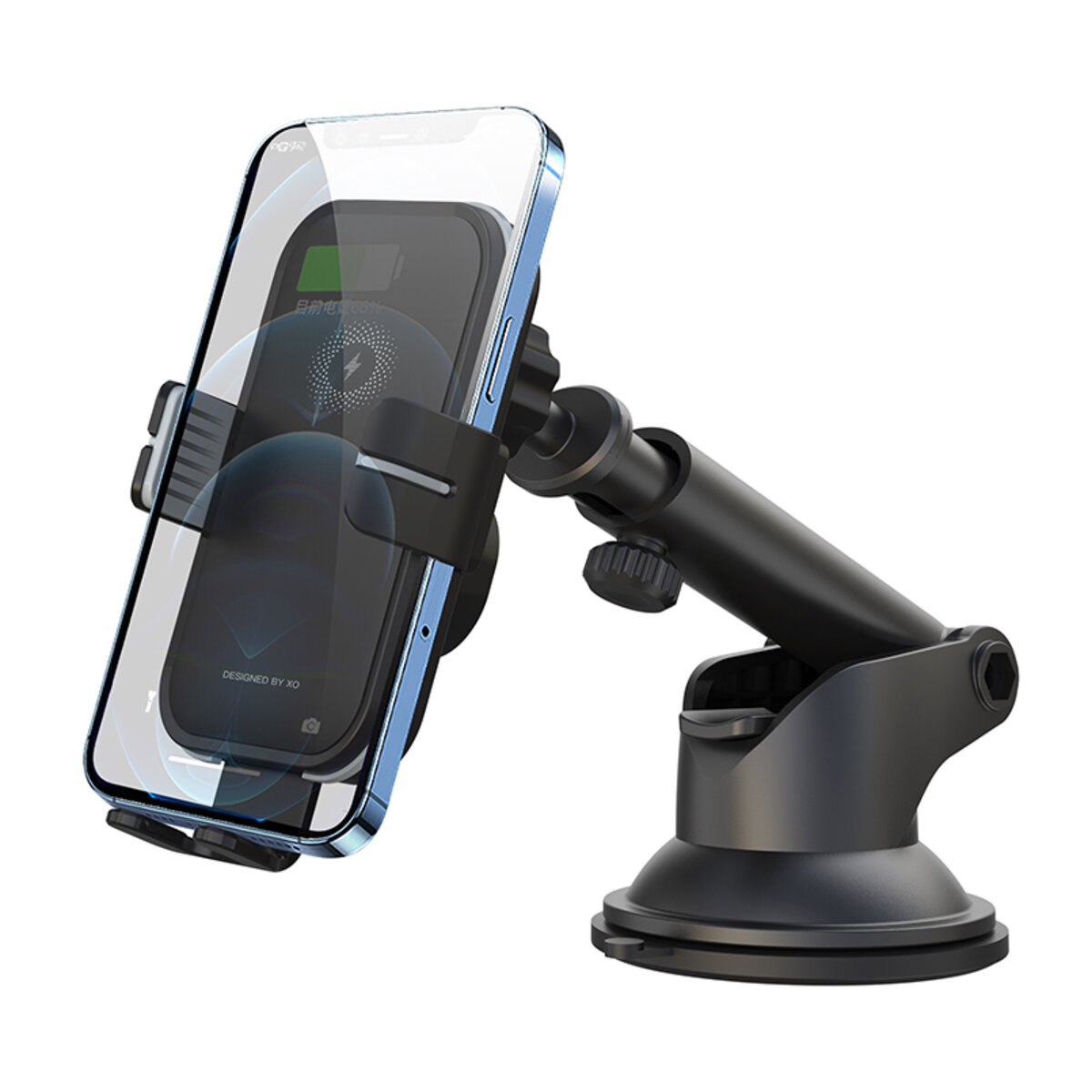 Держатель телефона автомобильный XO с беспроводной зарядкой WX027 15W Wireless Charger+Car Holder черный (XO-WX027) смотреть фото №4