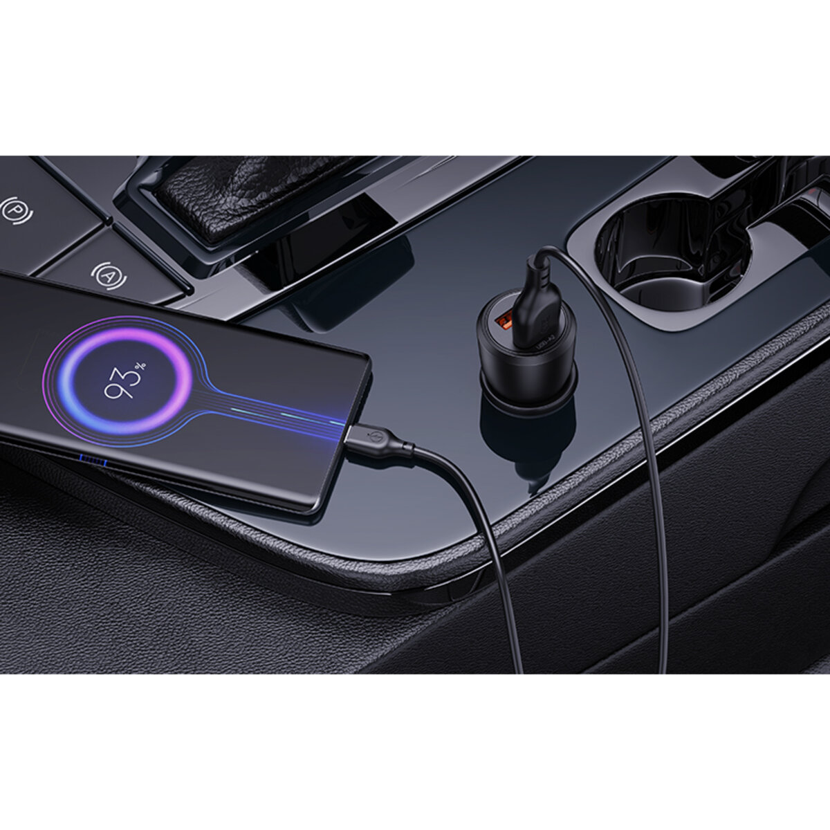 Автомобільний зарядний пристрій XO CC55 QC18W+USB12W + Type-C кабель чорний (XO-CC55+C) дивитися фото №3