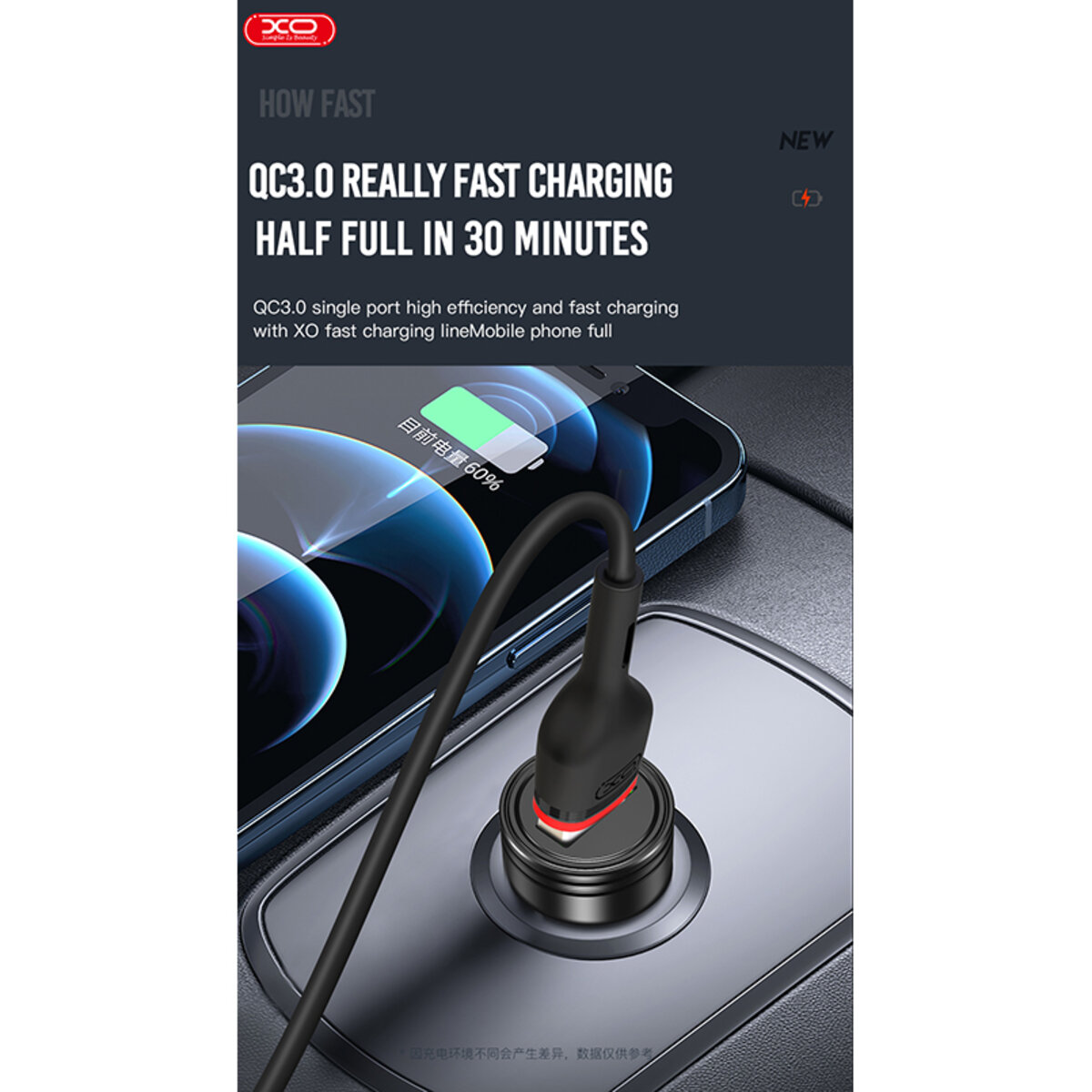 Автомобільний зарядний пристрій XO CC39 QC3.0 18W чорний (XO-CC39) дивитися фото №6