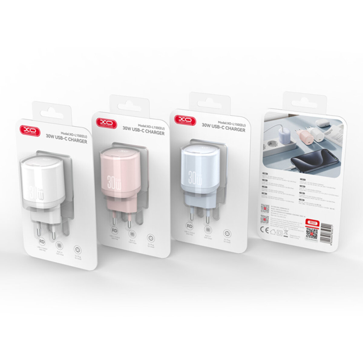Мережевий зарядний пристрій XO L150 30W Single USB-C рожевий (XO-L150-Pink) дивитися фото №5