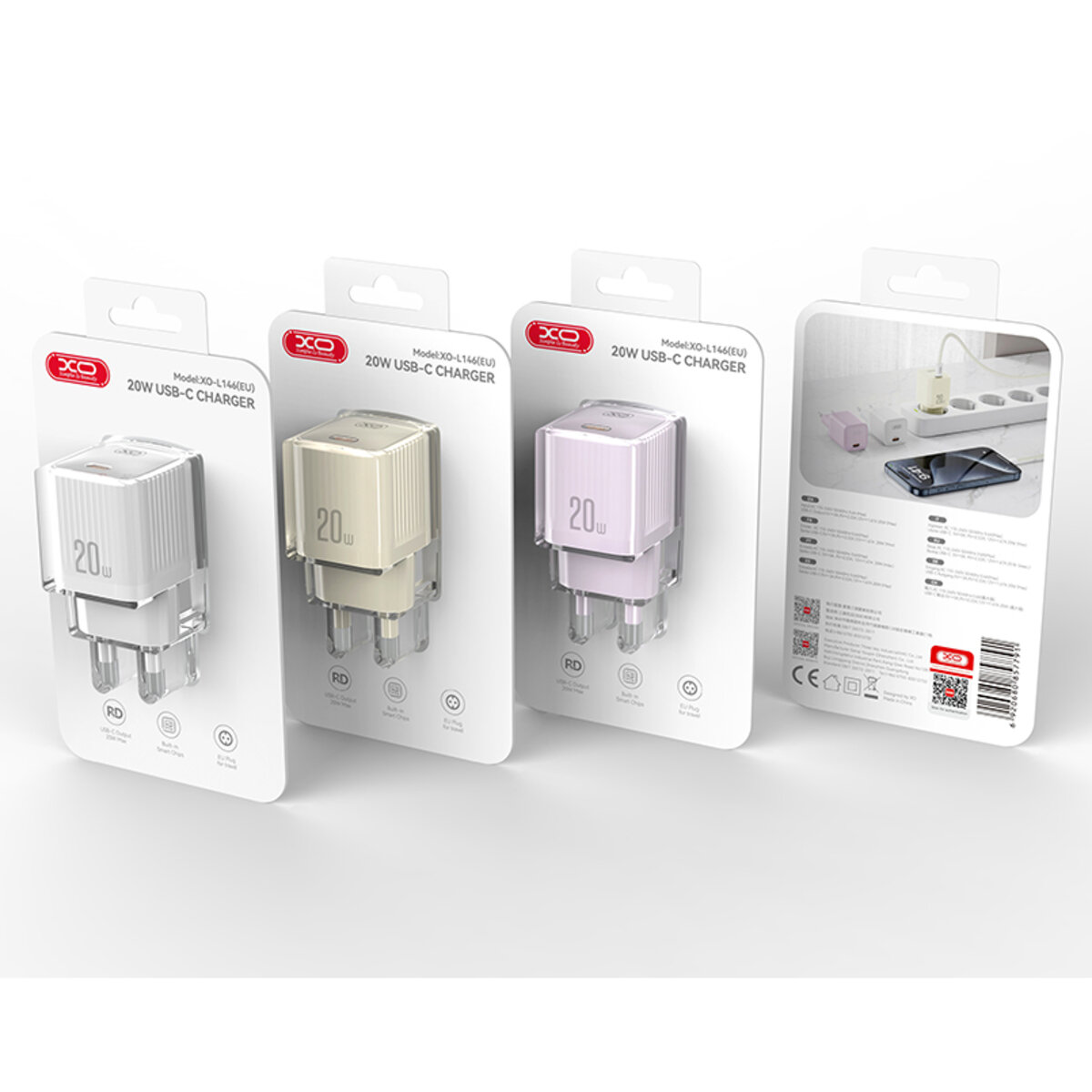 Мережевий зарядний пристрій XO L146 PD20W Single USB-C Charger фіолетовий (XO-L146-Purple) дивитися фото №2