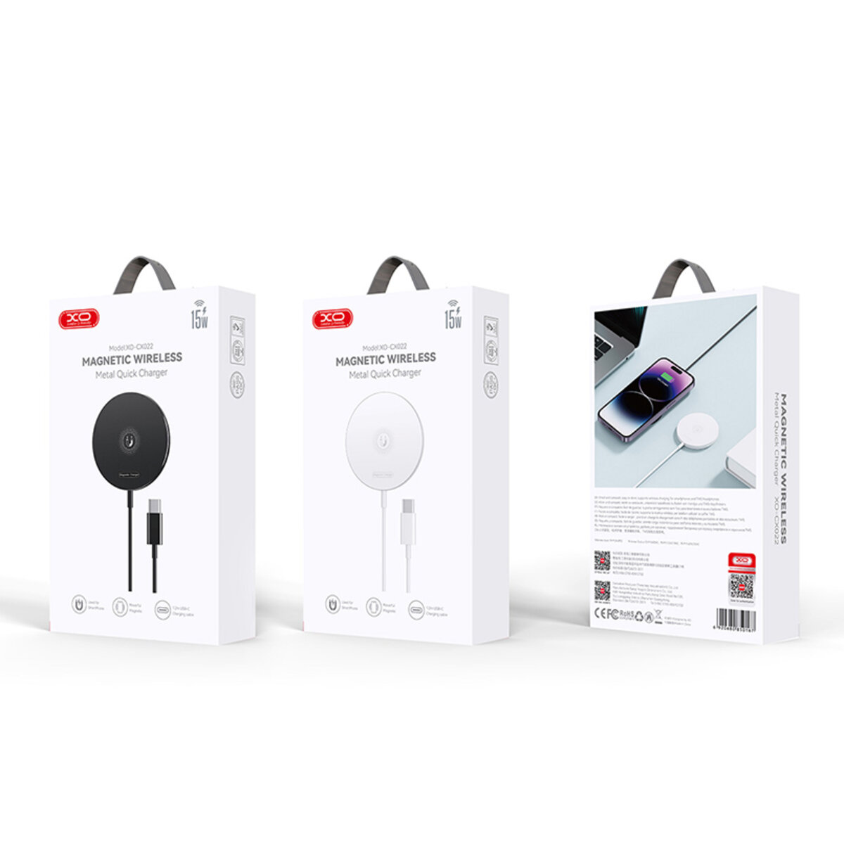 Бездротовий зарядний пристрій XO CX022 Magnetic Wireless Charger Type-C білий (XO-CX022-White) дивитися фото №5