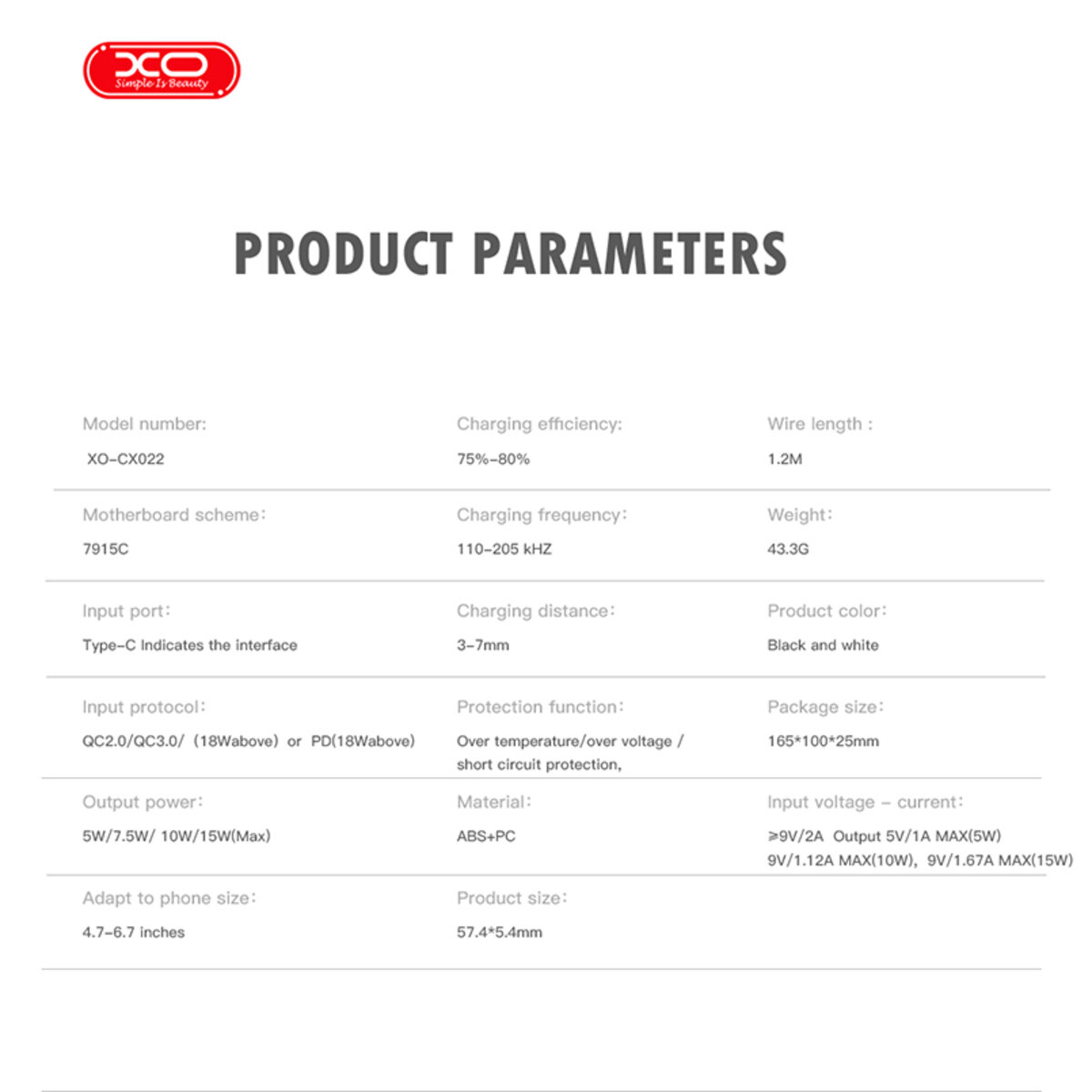 Бездротовий зарядний пристрій XO CX022 Magnetic Wireless Charger Type-C білий (XO-CX022-White) дивитися фото №6