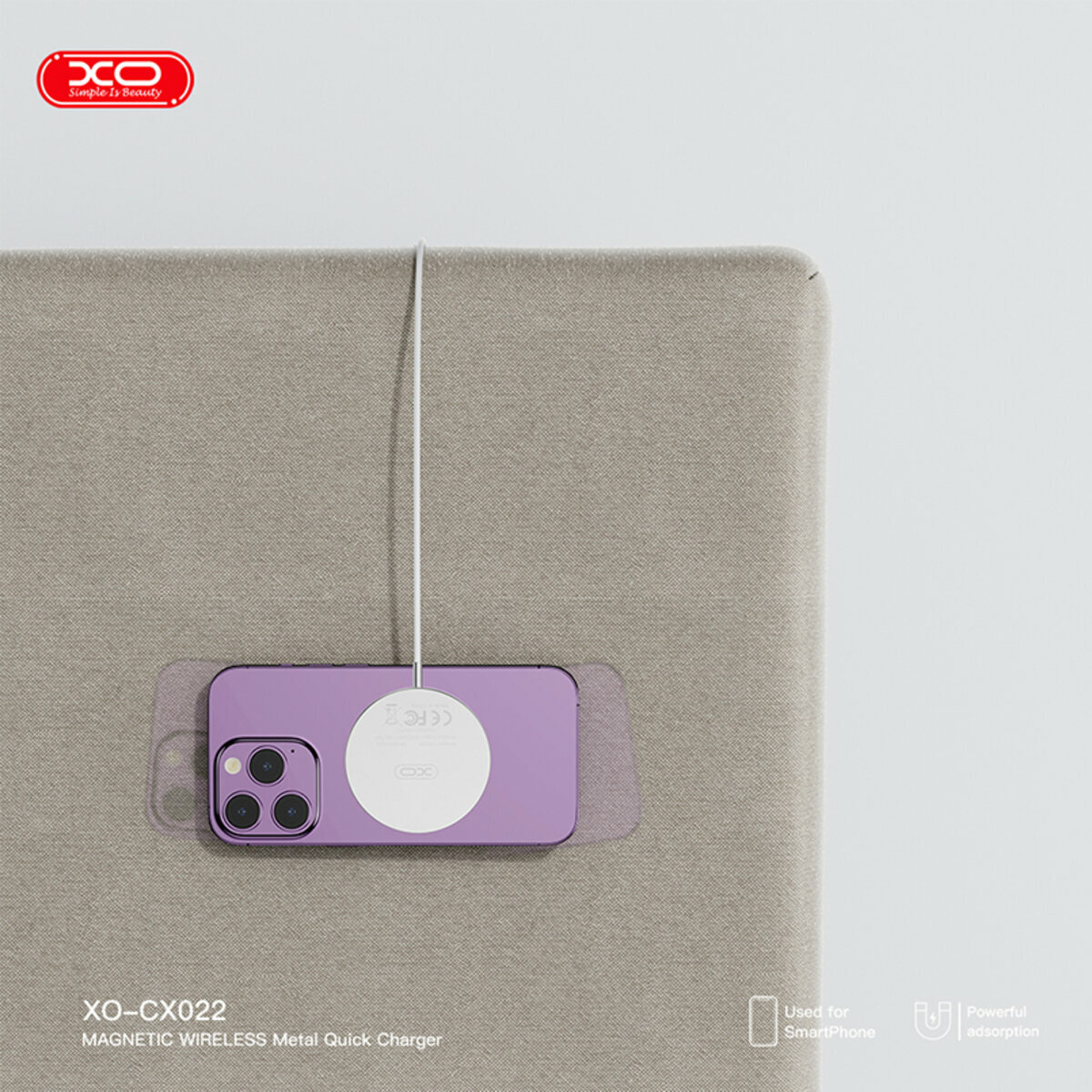 Бездротовий зарядний пристрій XO CX022 Magnetic Wireless Charger Type-C білий (XO-CX022-White) дивитися фото №4