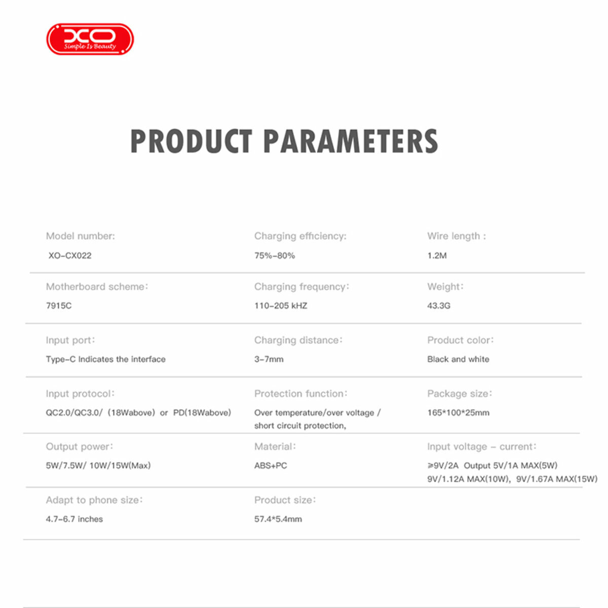 Бездротовий зарядний пристрій XO CX022 Magnetic Wireless Charger Type-C білий (XO-CX022-White) дивитися фото №2