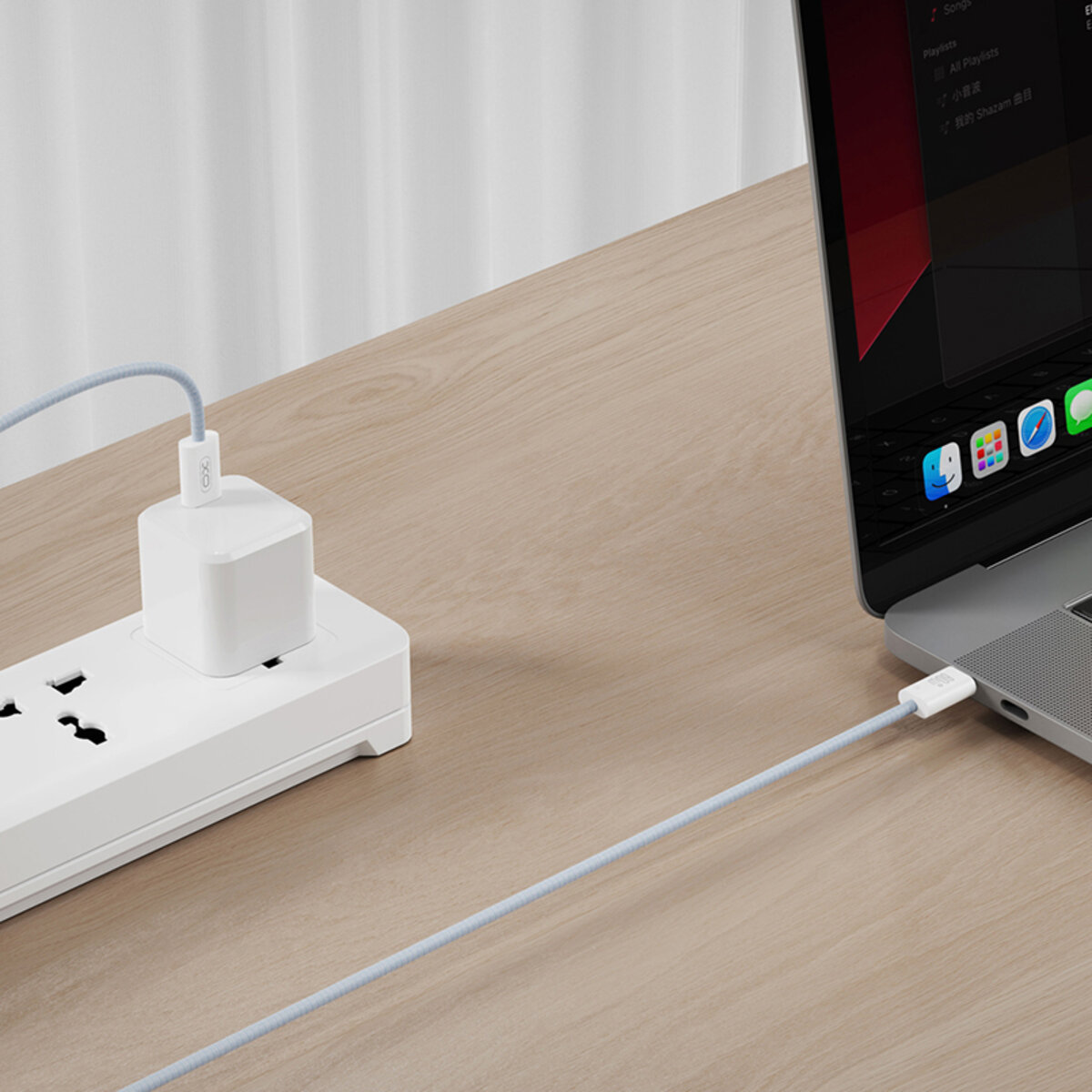 Кабель XO Woven Style Type-C to Type-C 60W 1м синій (XO-NB-Q273-Blue) дивитися фото №5