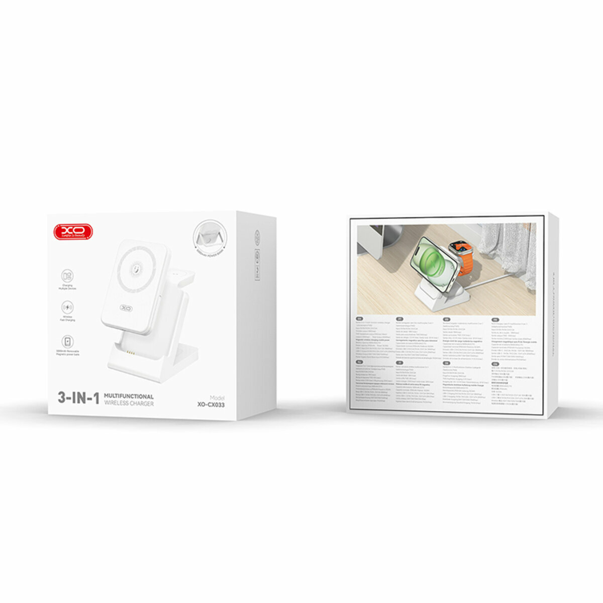 Бездротовий зарядний пристрій XO CX033 3в1 Power bank + Watch Charger + Headphone білий (XO-CX033) дивитися фото №2