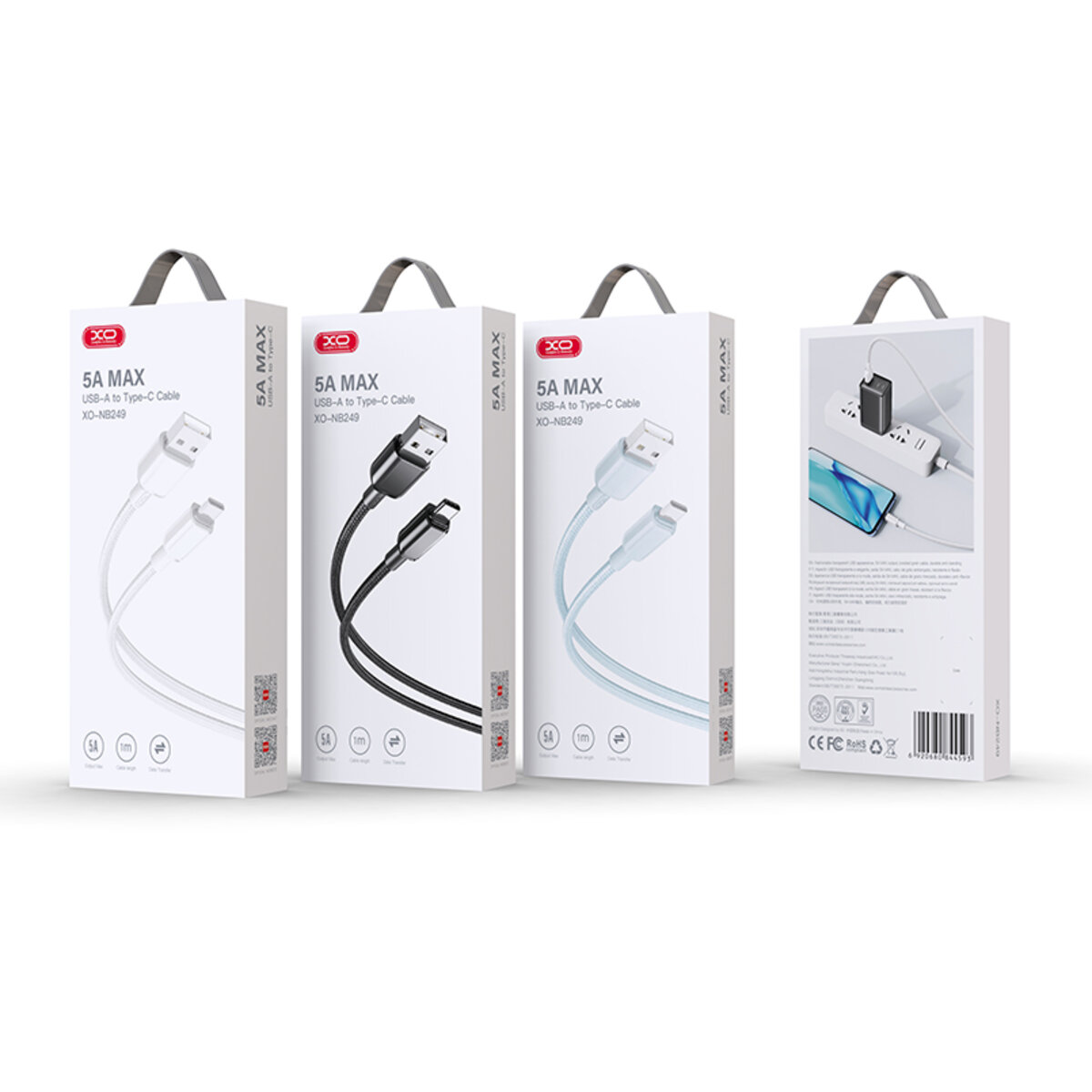 Кабель XO PVC Shiny Colorful USB to Micro USB 5А 1м білий (XO-NB249B-White) дивитися фото №2