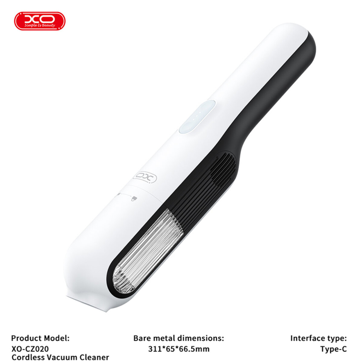 Пилосос портативний XO CZ020 65Вт акумуляторний білий (XO-CZ020) дивитися фото №2