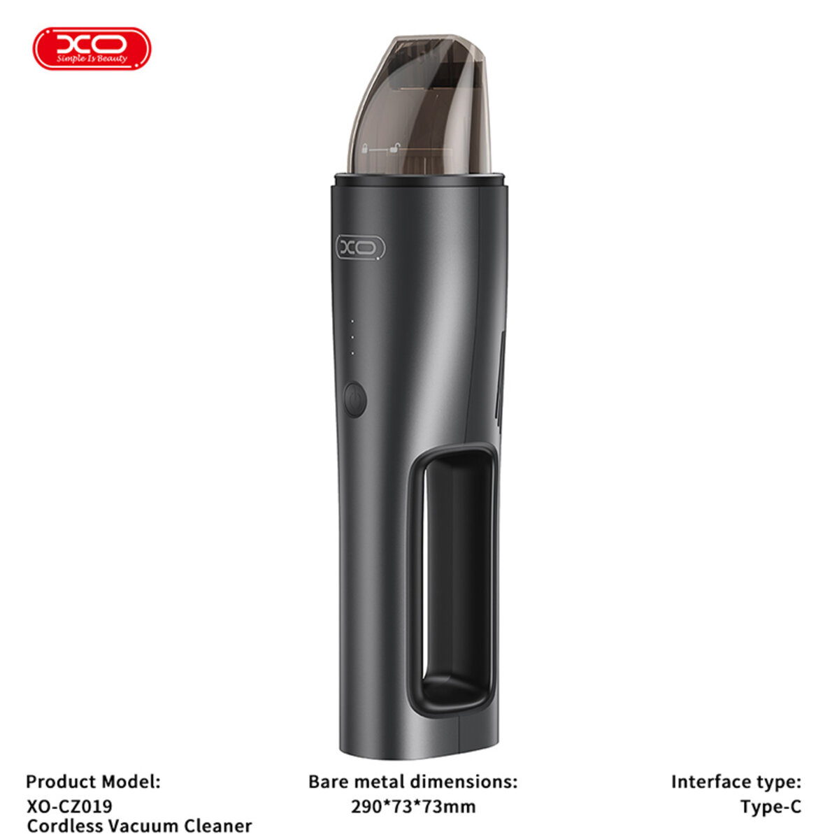 Пилосос портативний XO CZ019 80Вт акумуляторний чорний (XO-CZ019) дивитися фото №2