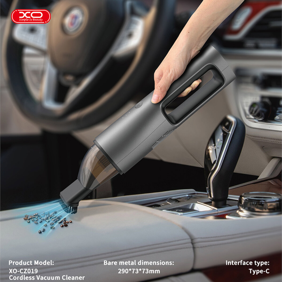 Пилосос портативний XO CZ019 80Вт акумуляторний чорний (XO-CZ019) дивитися фото №4