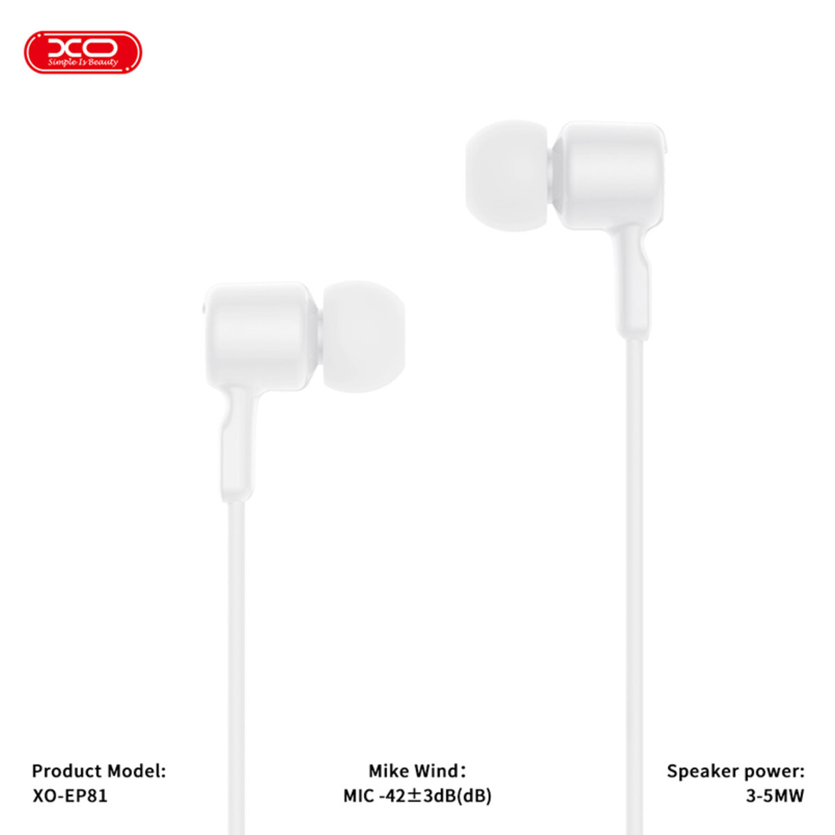 Навушники дротові XO EP81 Sunflower In-Ear Type-C білі (XO-EP81-White) дивитися фото №3