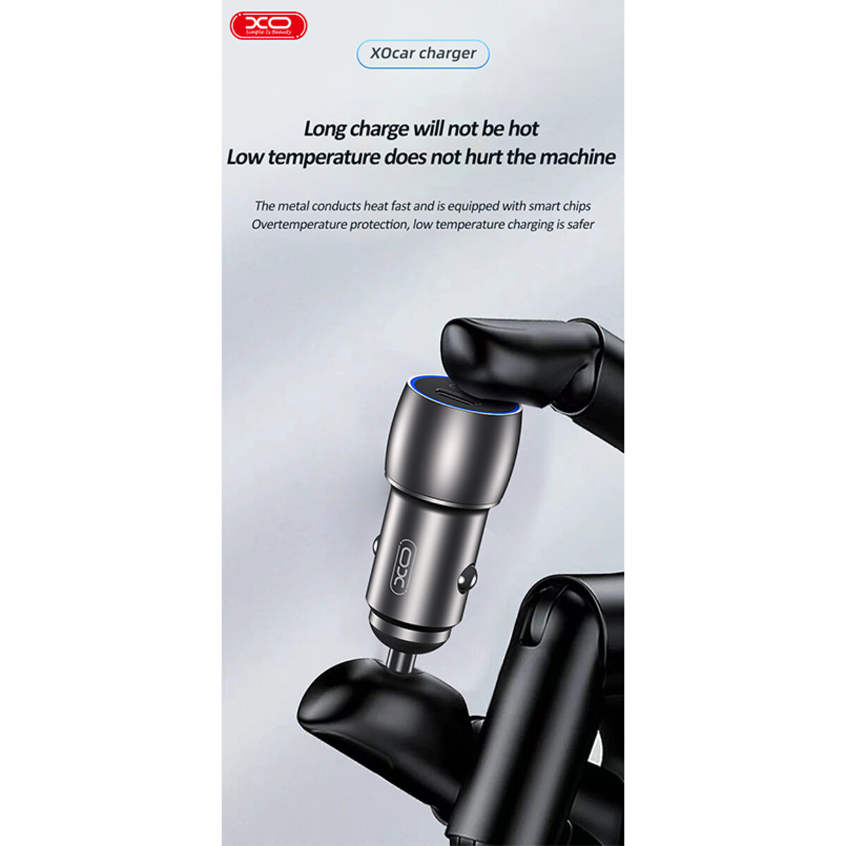 Автомобільний зарядний пристрій XO CC51 PD40W Metal Intelligent Dual + Lightning кабель (XO-CC51+L) дивитися фото №8