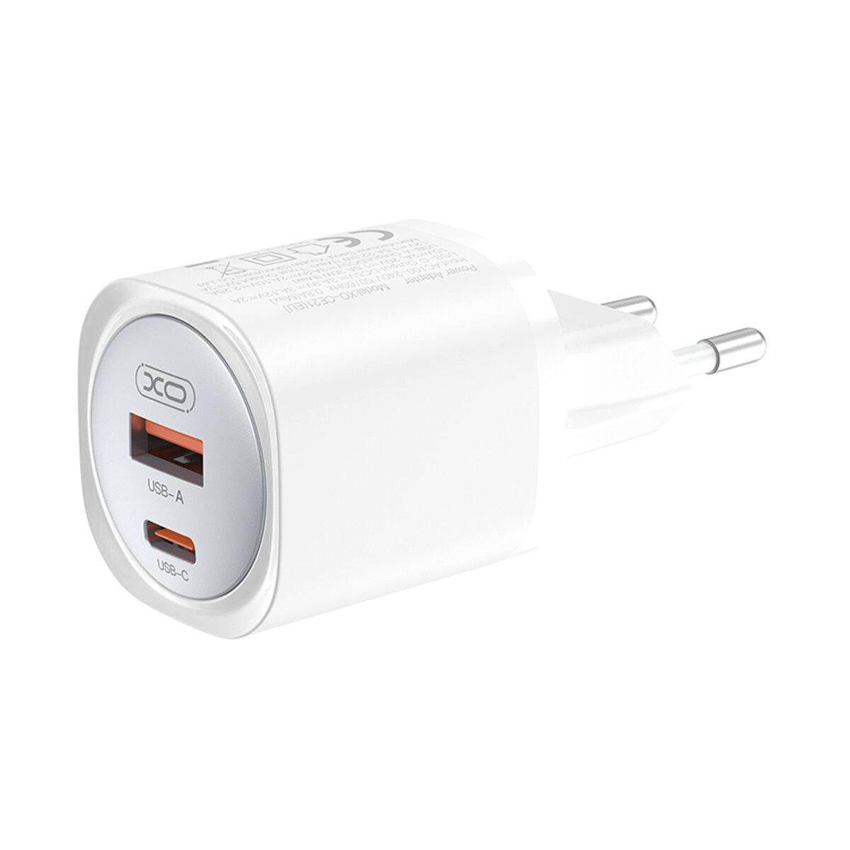 Мережевий зарядний пристрій XO CE21 PD30W/PPS33W 1USB-A+1USB-C + Lightning кабель білий (XO-CE21+L) дивитися фото №2