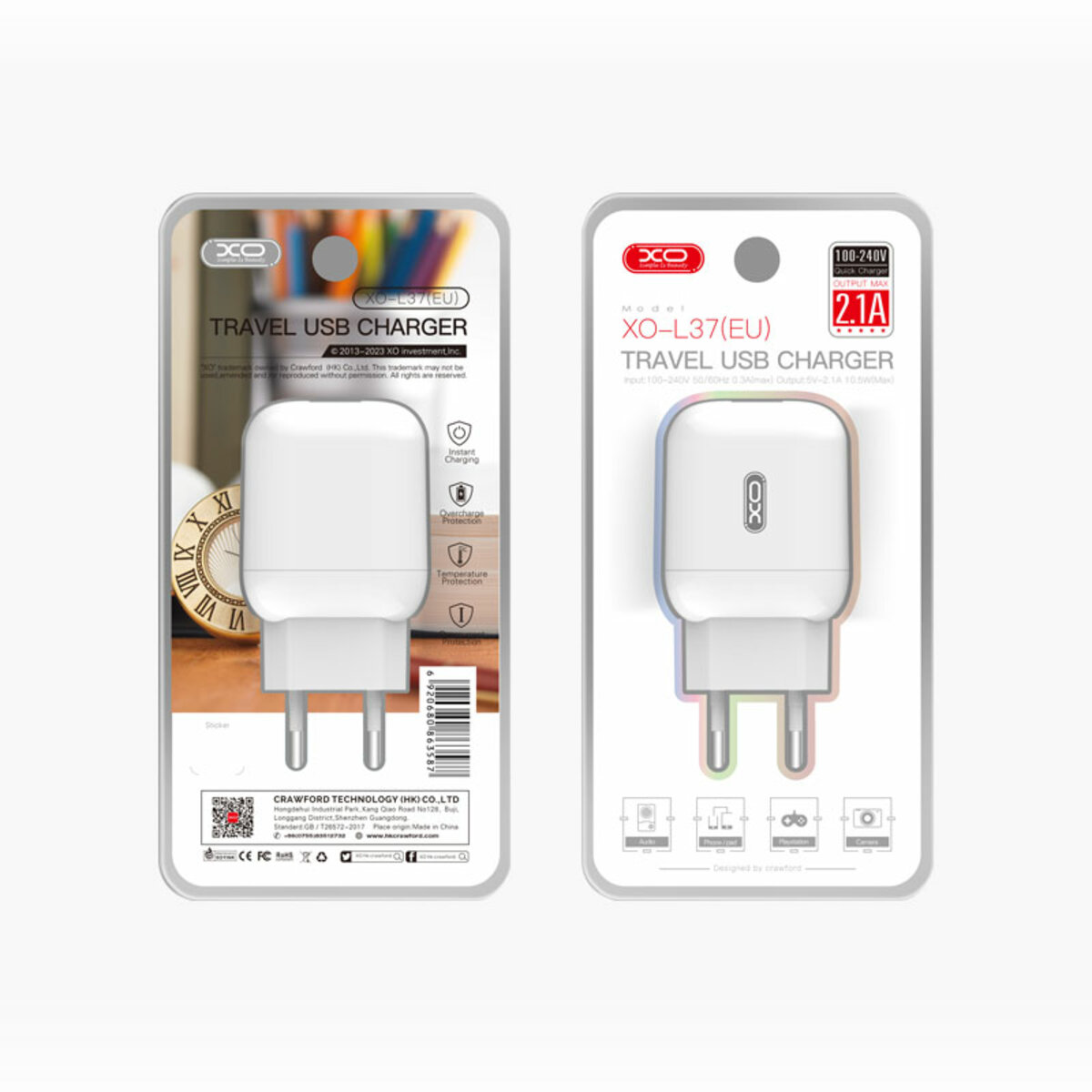 Мережевий зарядний пристрій XO L37 білий (XO-L37) дивитися фото №2