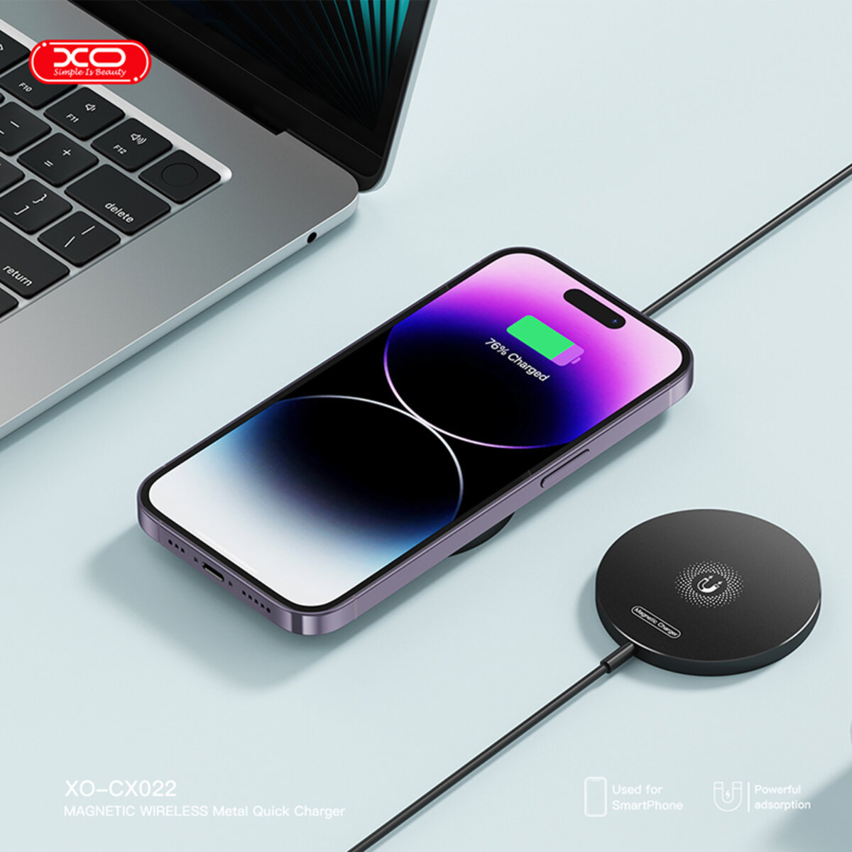Бездротовий зарядний пристрій XO CX022 Magnetic Wireless Charger Type-C чорний (XO-CX022-Black) дивитися фото №3