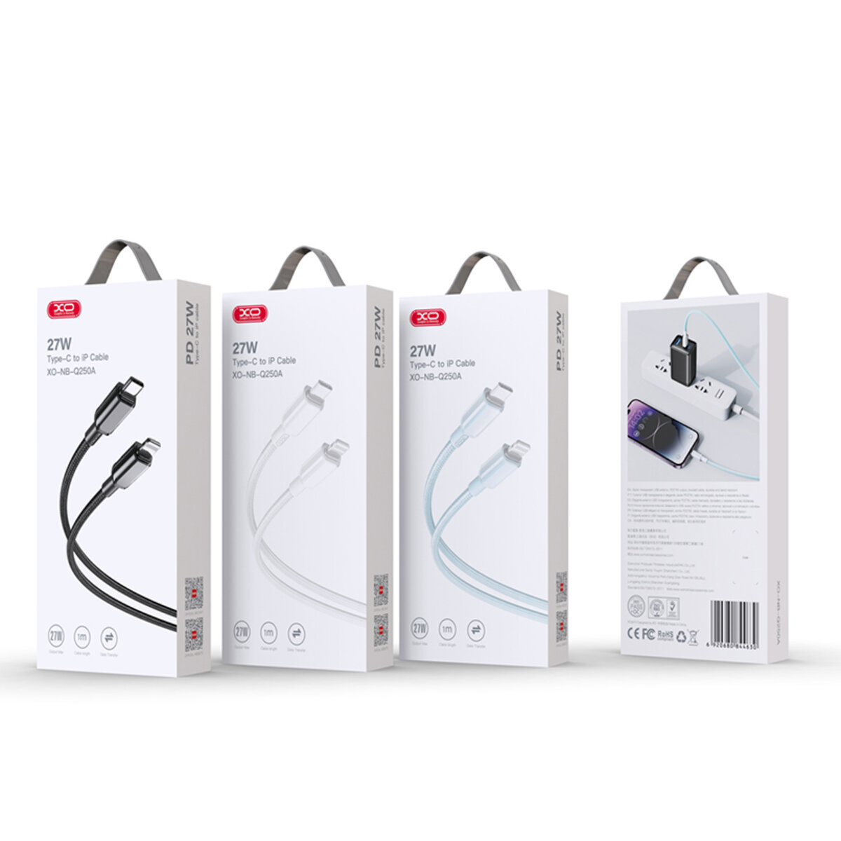 Кабель XO PVC Shiny Colorful Type-C to Lightning 27W 1м білий (XO-NB-Q250A) дивитися фото №3
