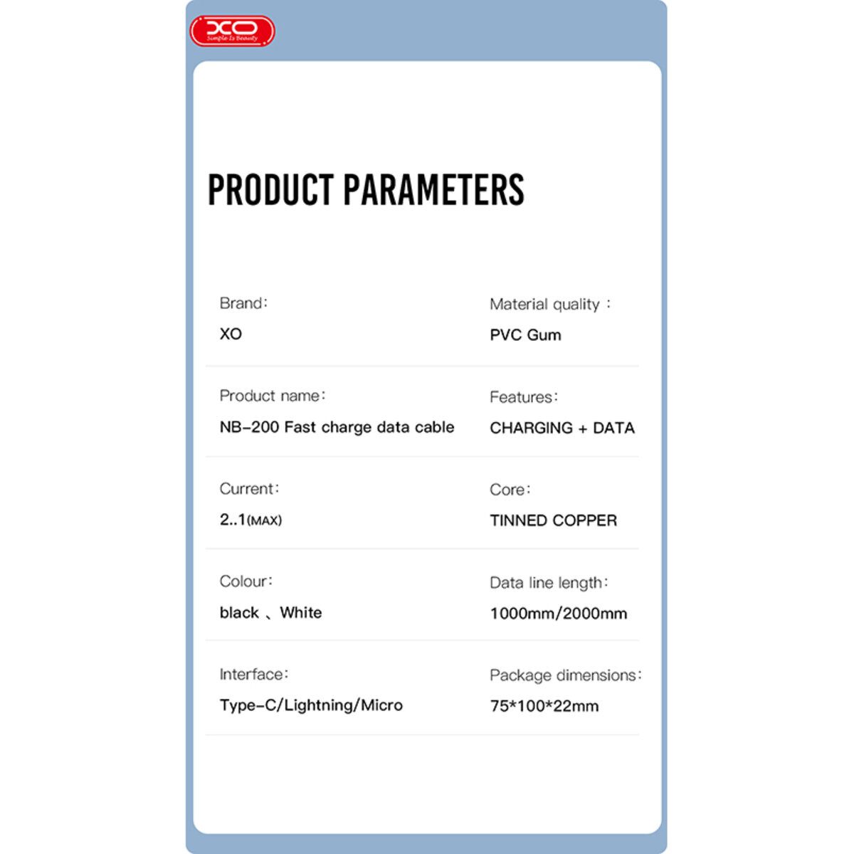 Кабель XO USB to Lightning 2,1А 2м білий (XO-NB200A-White) дивитися фото №7